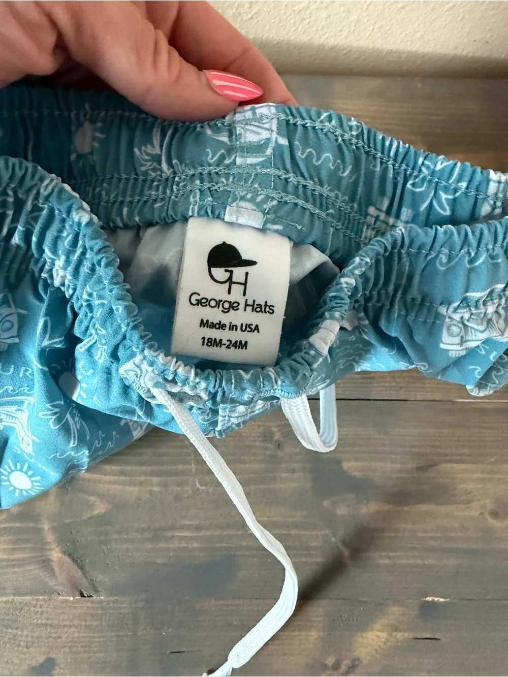 George Hats Blue Surf Print Hybrid Swim Shorts